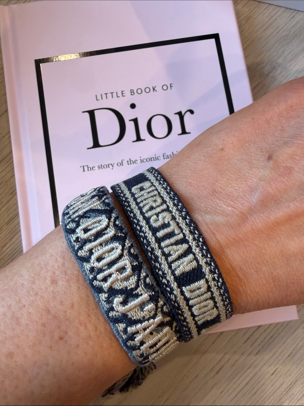 NWT Christian Dior J’Adior Woven Friendship Bracelet Set Navy Blue Oblique Embro